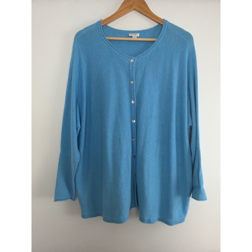 J. Jill Pure Jill Cardigan S Blue 100% Cotton Oversized Button Coastal Lagenlook